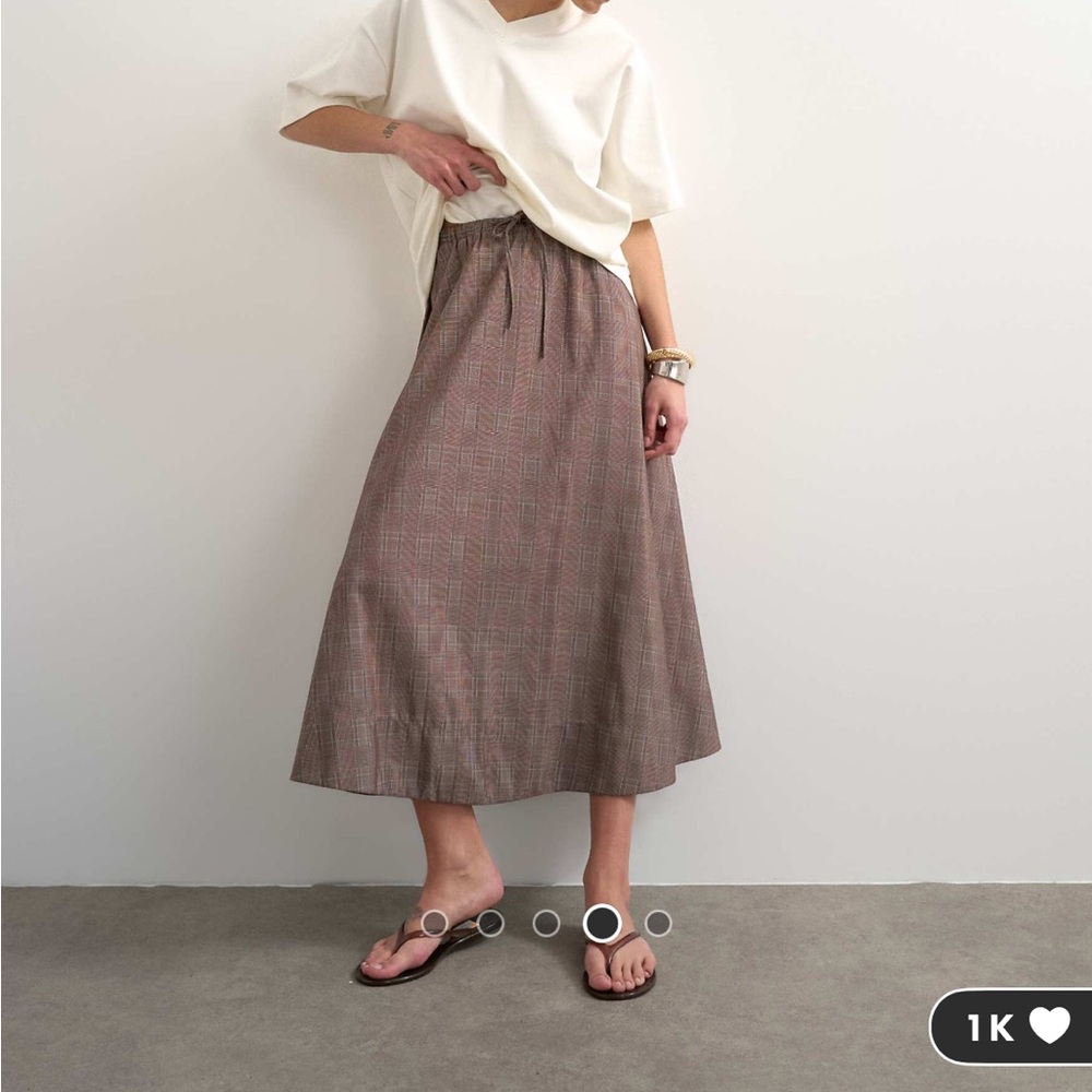Topshop Brown Plaid A-Line Midi Skirt - Picture 5 of 6